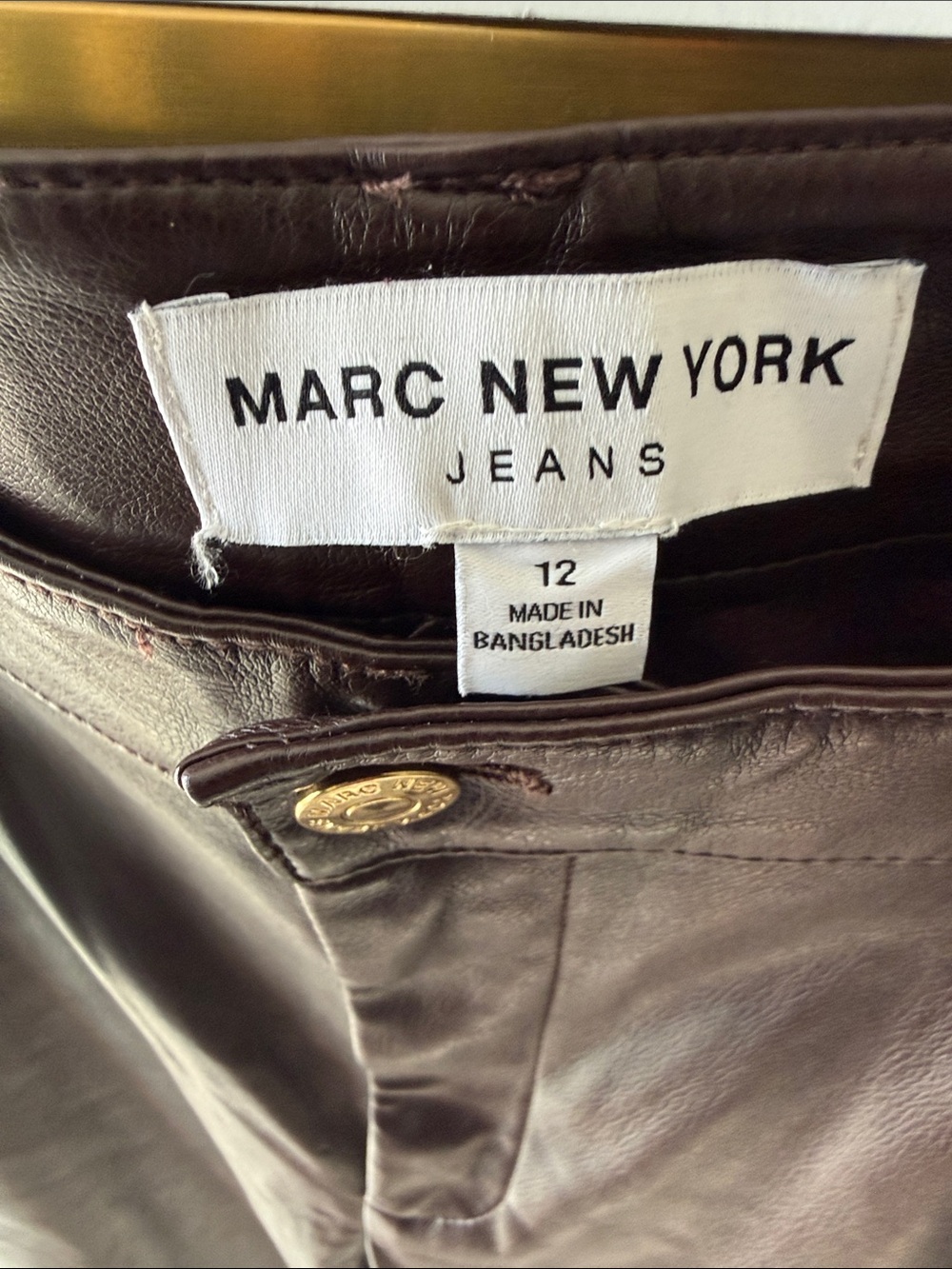 Marc New York Faux Leather Straight Leg Pants in Dark Brown - Picture 2 of 5